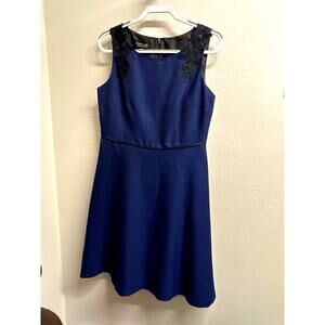 Black Label by Evan Picone Blue Textured Floral Dress Size 10 Sleeveless texture